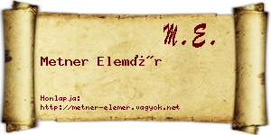 Metner Elemér névjegykártya