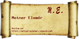 Metner Elemér névjegykártya